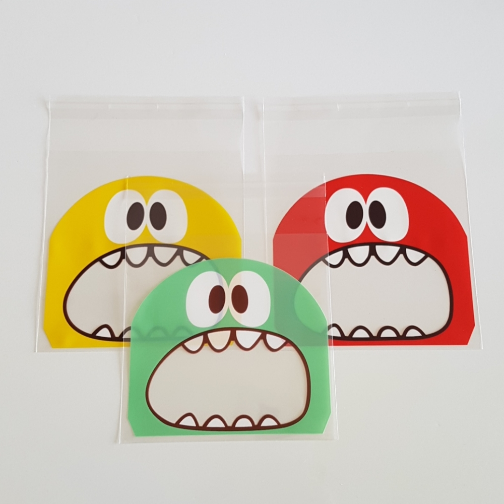 100 Little Monsters Clear Bags Favor Bags 10x10 cm